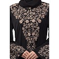 A-line party wear abaya with Resham embroidery work- Black